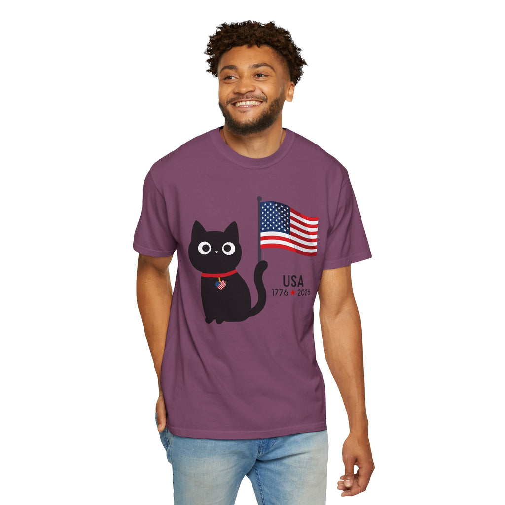 Patriotic Cat USA T-Shirt – 1776 • 2026 Flag Tee