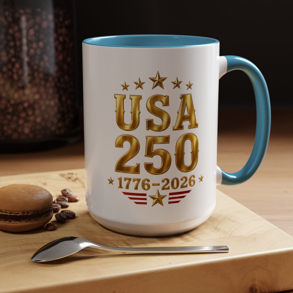 USA 250th Anniversary Coffee Mug – 1776–2026 Patriotic Accent Mug