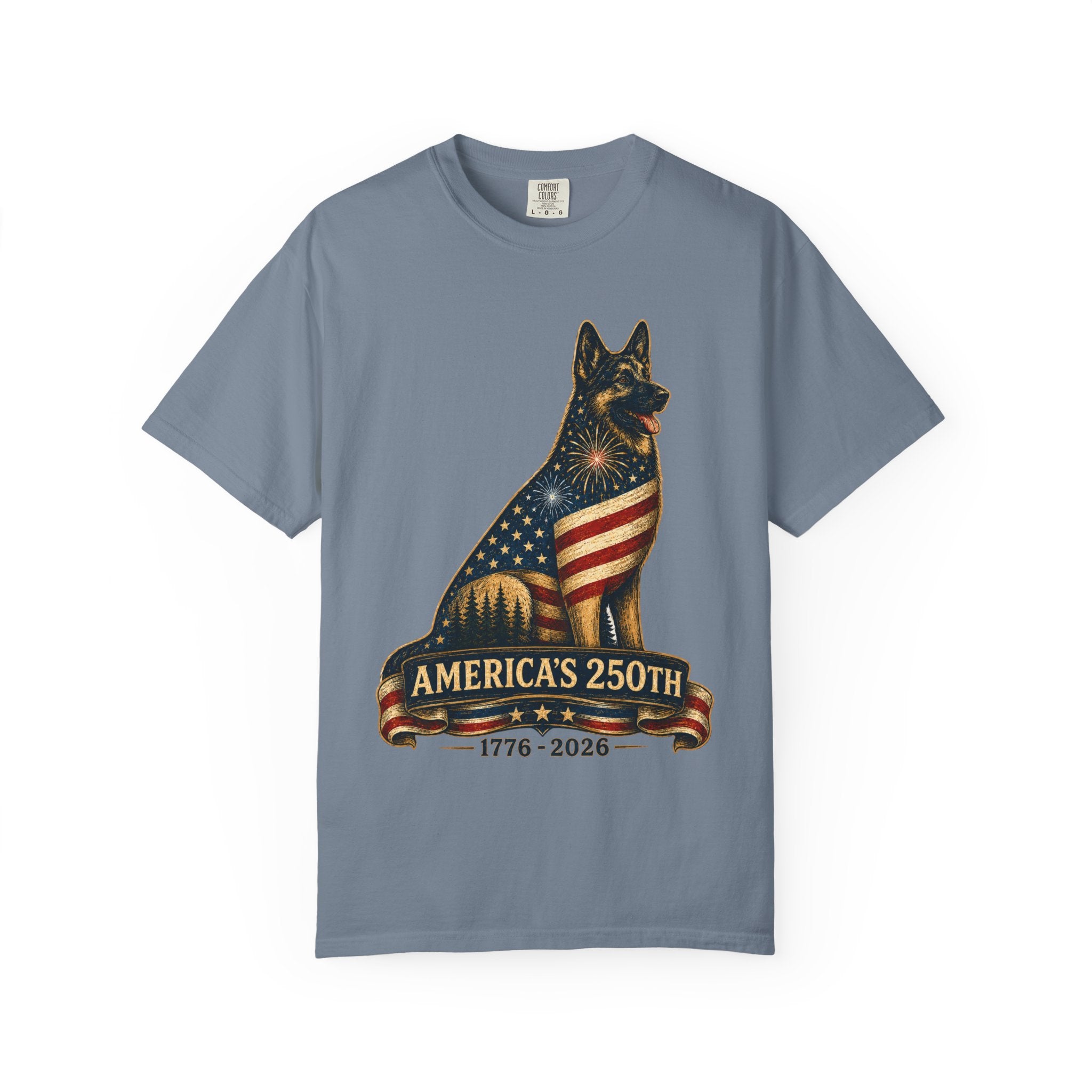 America's 250th German Shepherd T‑Shirt — 1776–2026 Patriotic Dog Tee