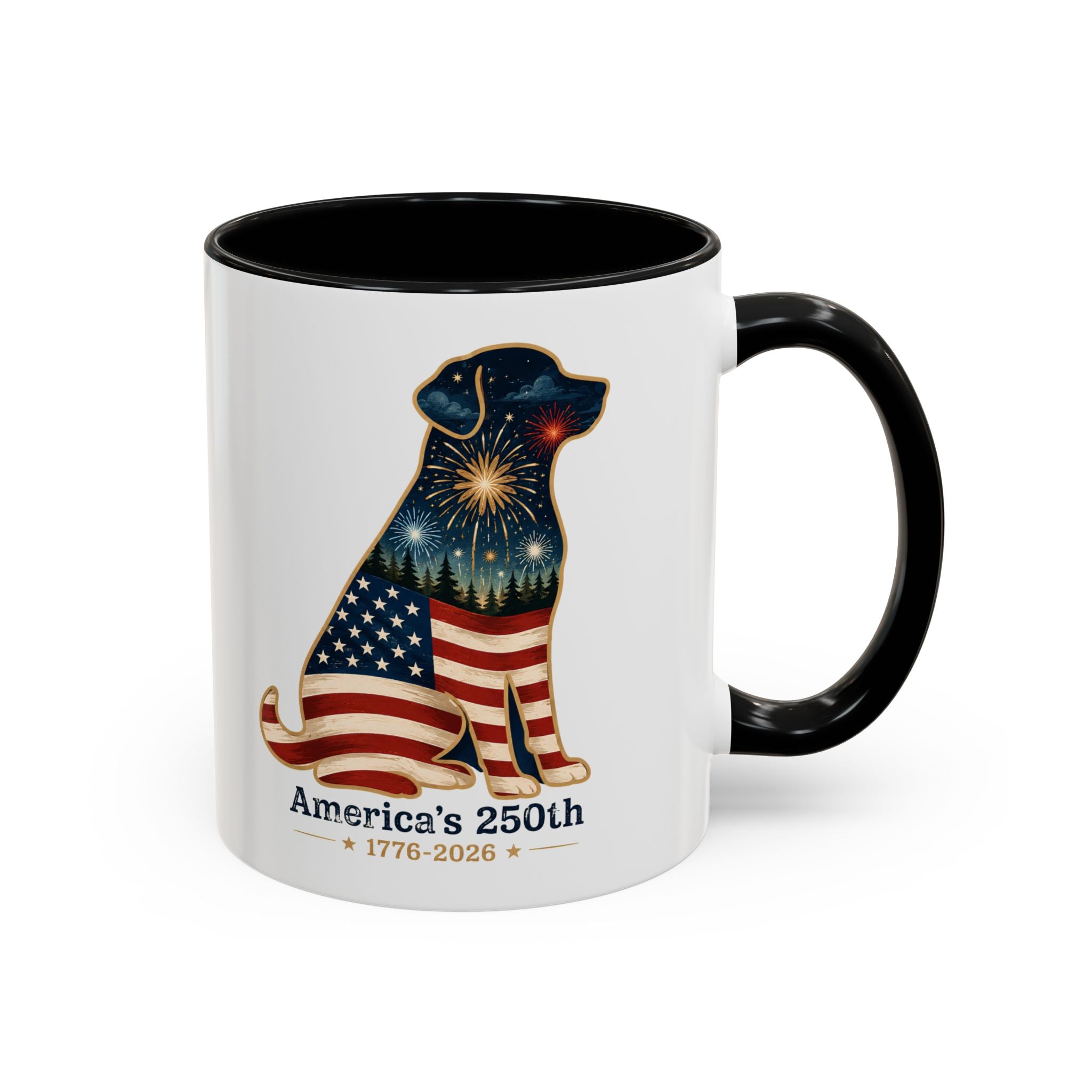America's 250th Celebration Flag Dog Coffee Mug 11 oz