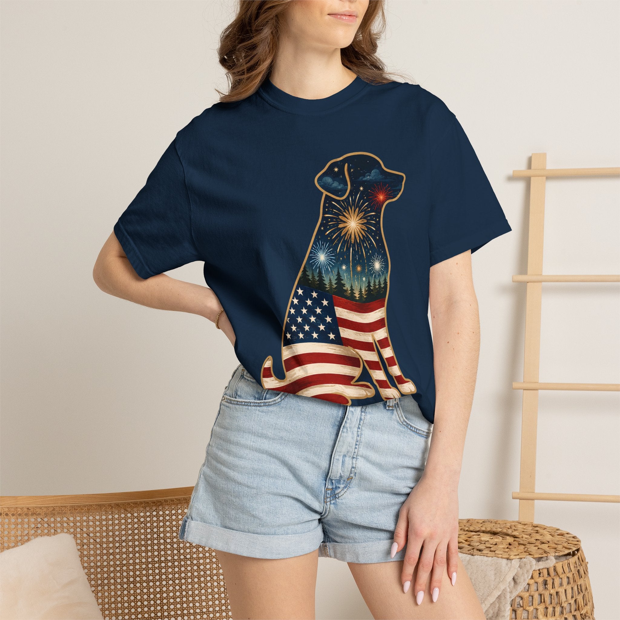 Patriotic Labrador T-Shirt — "America's 250th 1776–2026" Dog Flag Tee