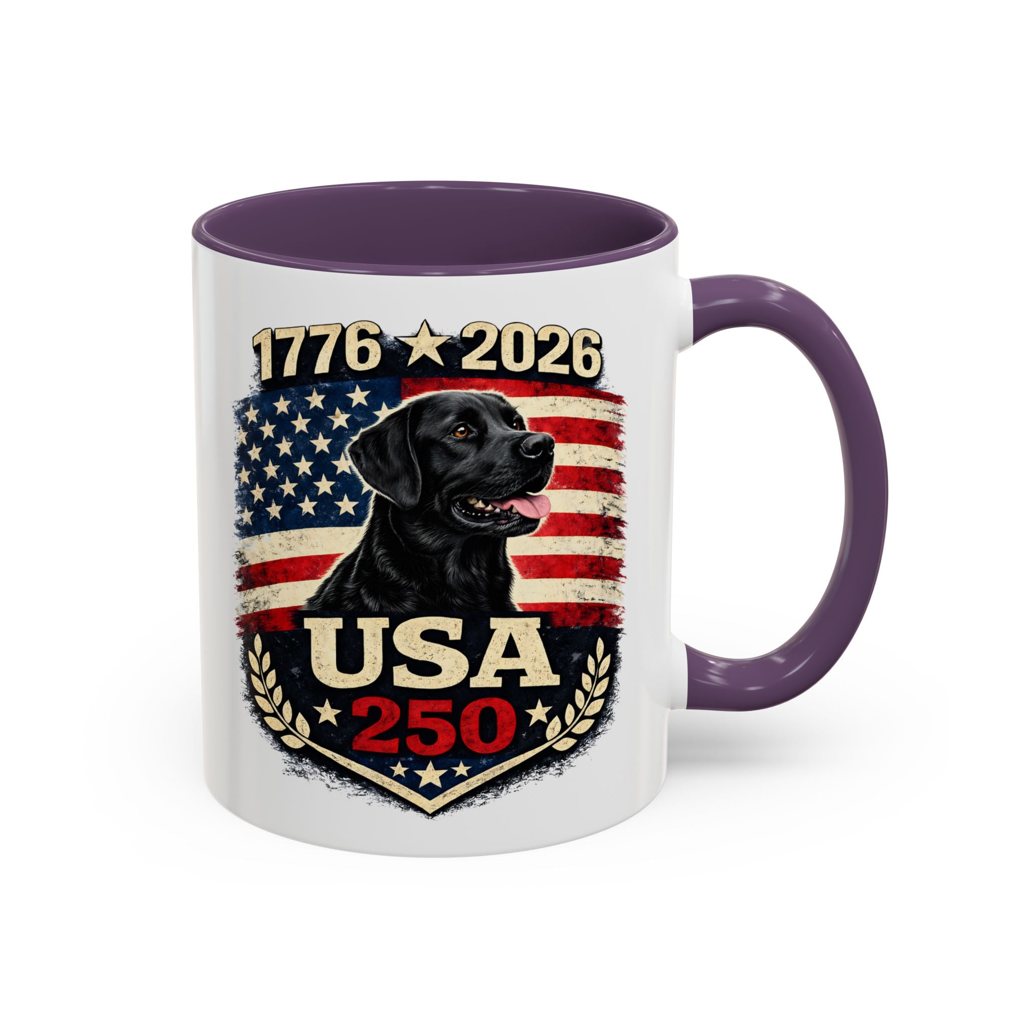 USA 250 Black Lab Coffee Mug — 1776–2026 Patriotic 11/15oz Accent Mug