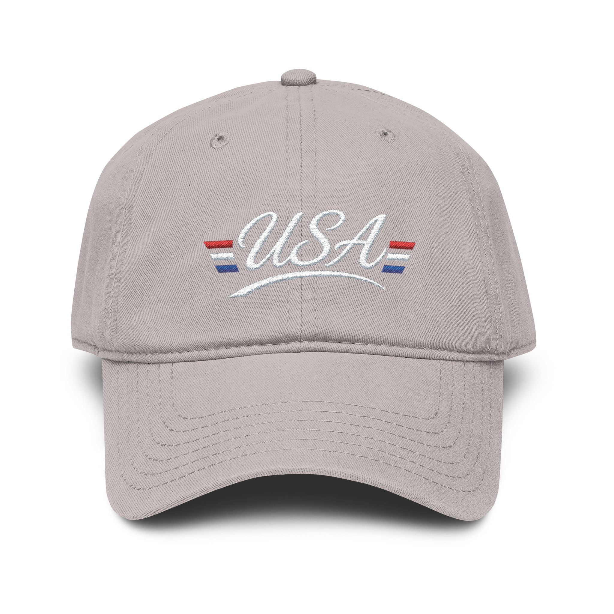 USA Patriotic Embroidered Baseball Cap — Vintage Washed