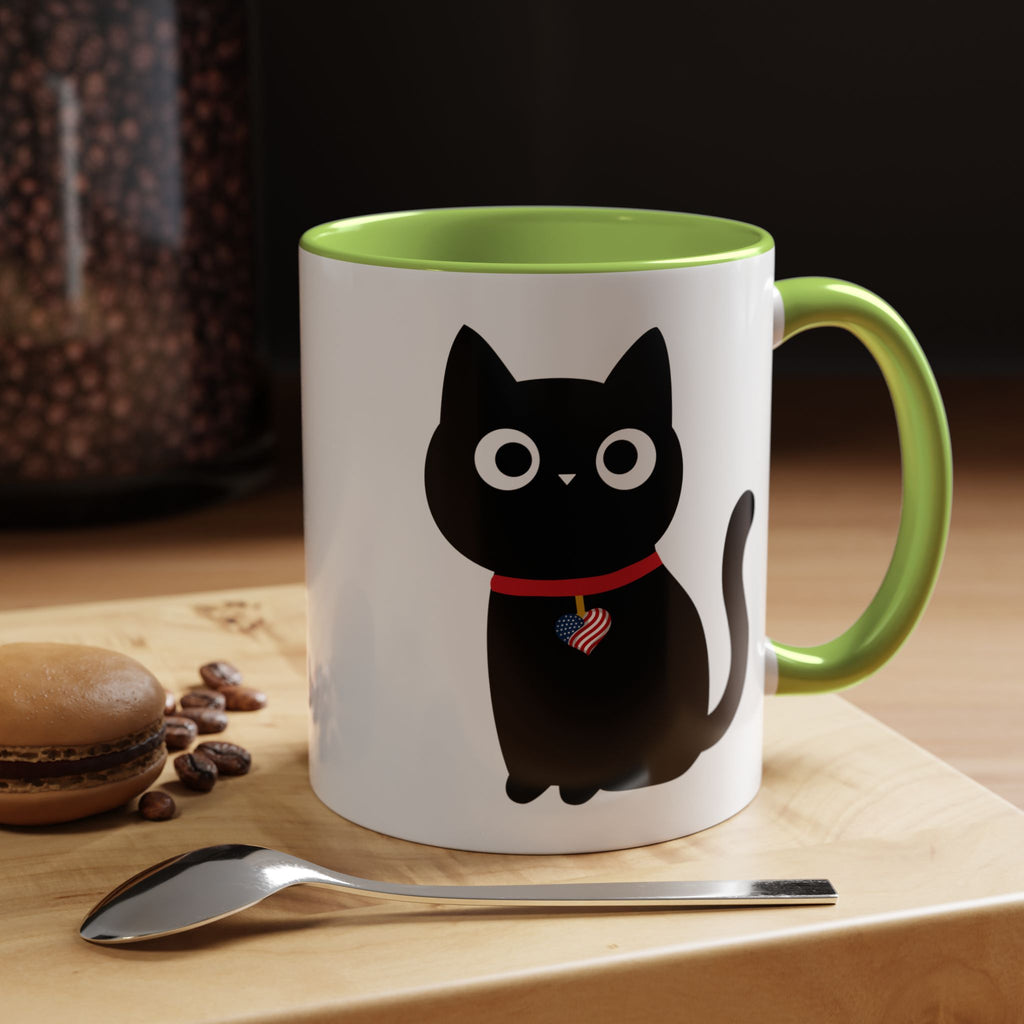 Patriotic Black Cat Accent Coffee Mug (11/15oz)