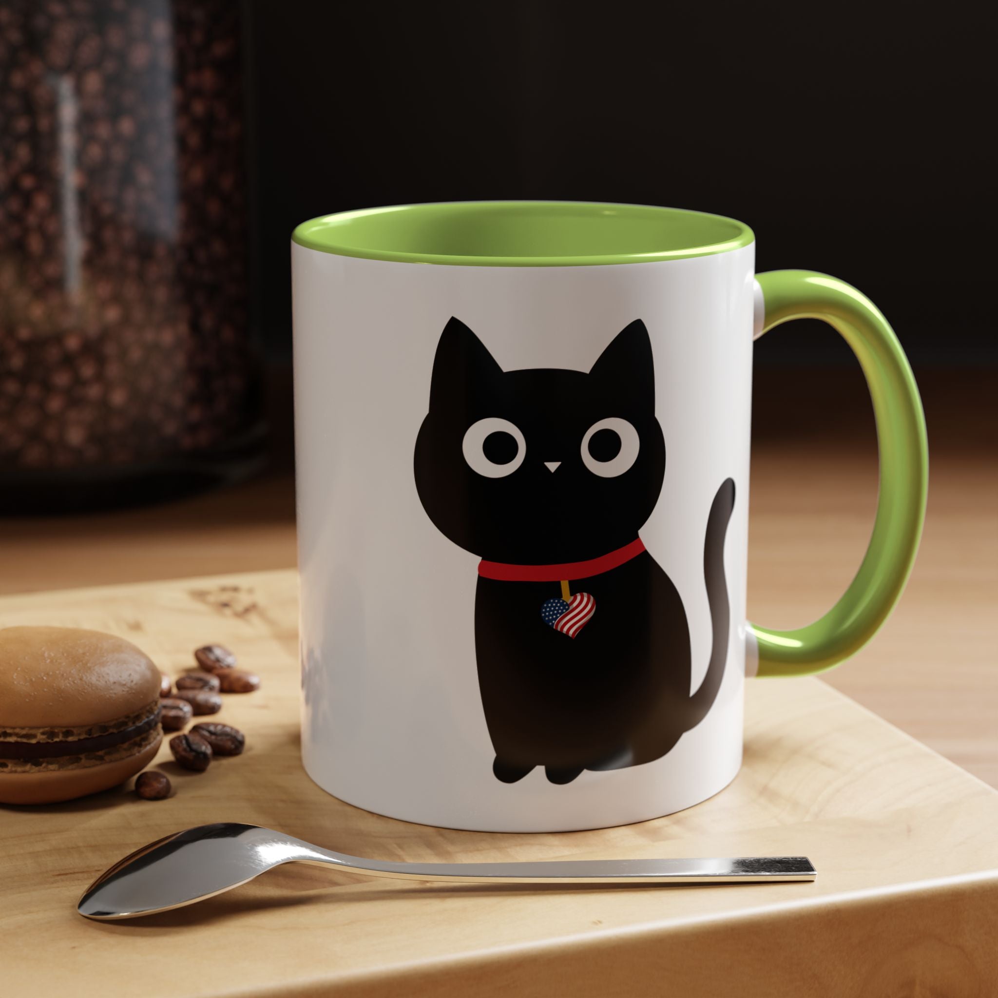 Patriotic Black Cat Accent Coffee Mug (11/15oz)
