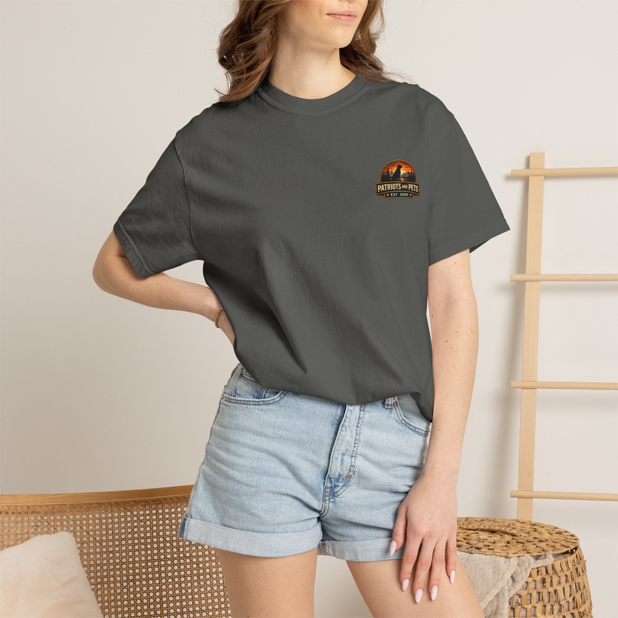 Patriots and Pets T-Shirt – 1776–2026 American Flag & Dog Tribute Tee