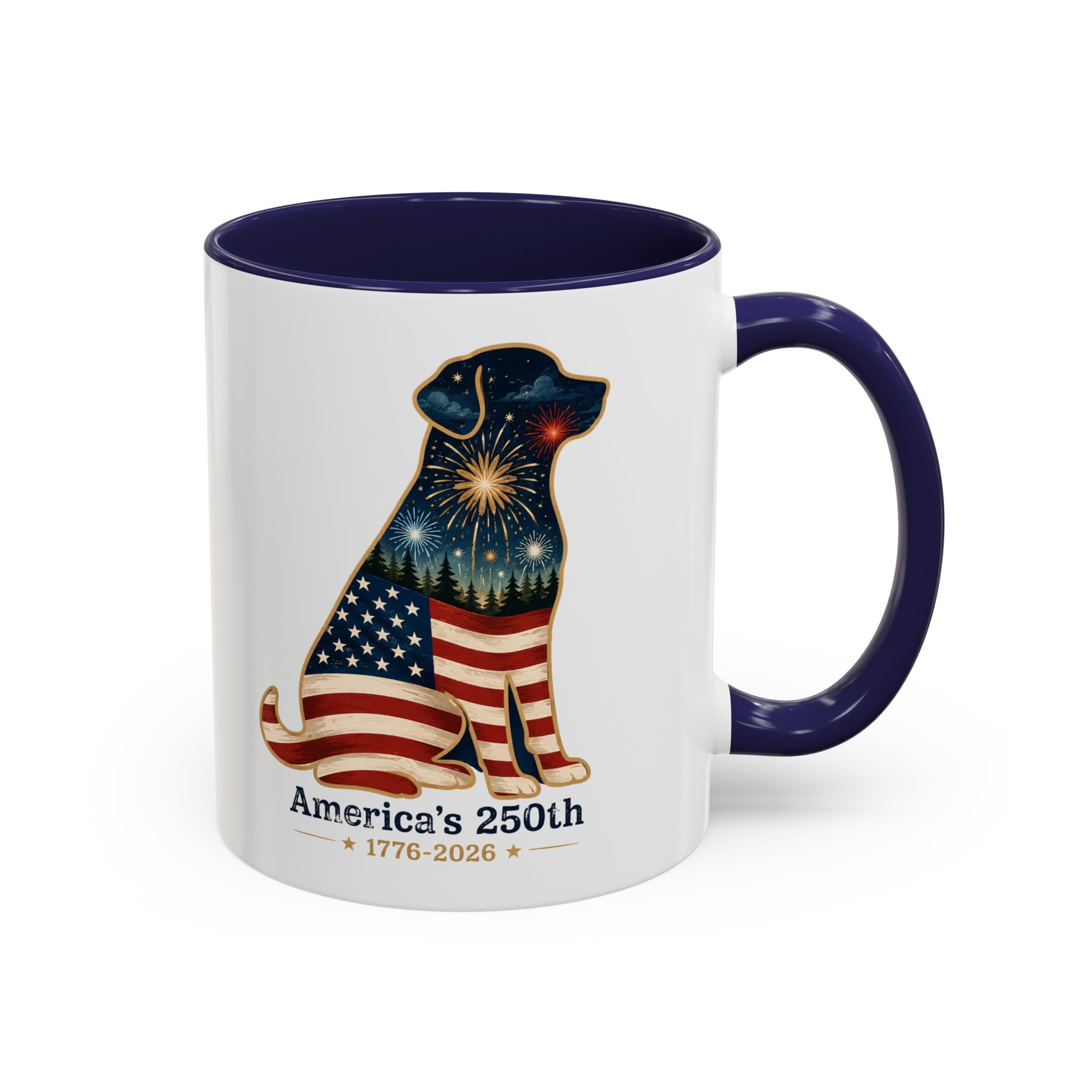 America's 250th Celebration Flag Dog Coffee Mug 11 oz