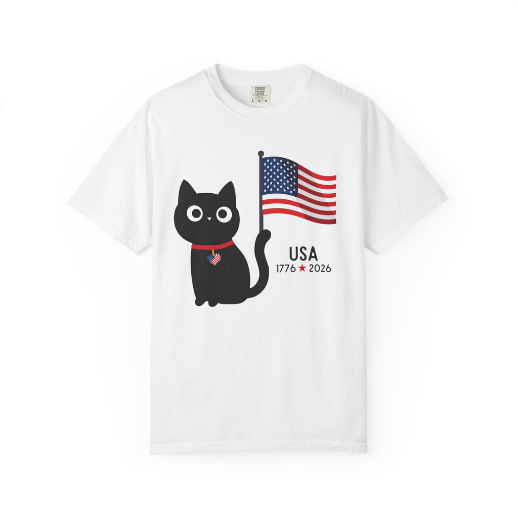 Patriotic Cat USA T-Shirt – 1776 • 2026 Flag Tee