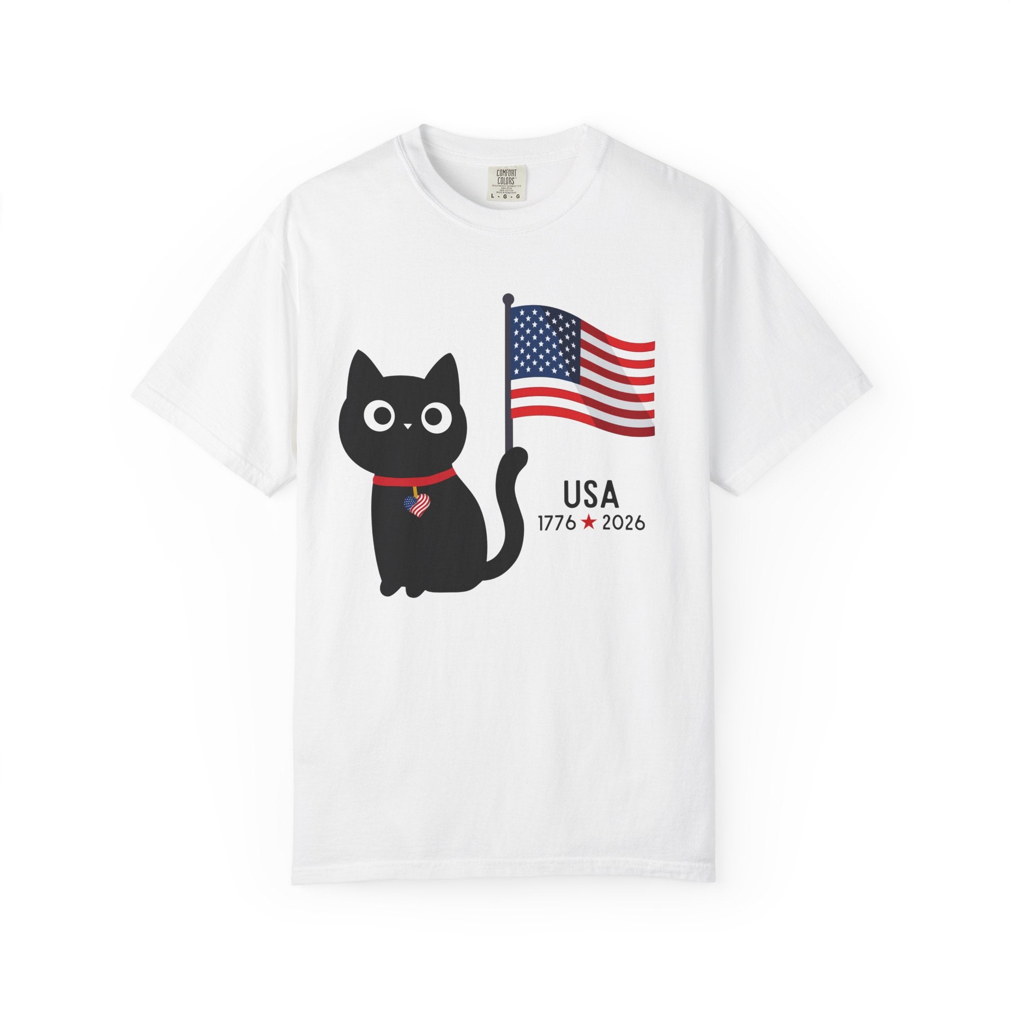 Patriotic Cat USA T-Shirt – 1776 • 2026 Flag Tee