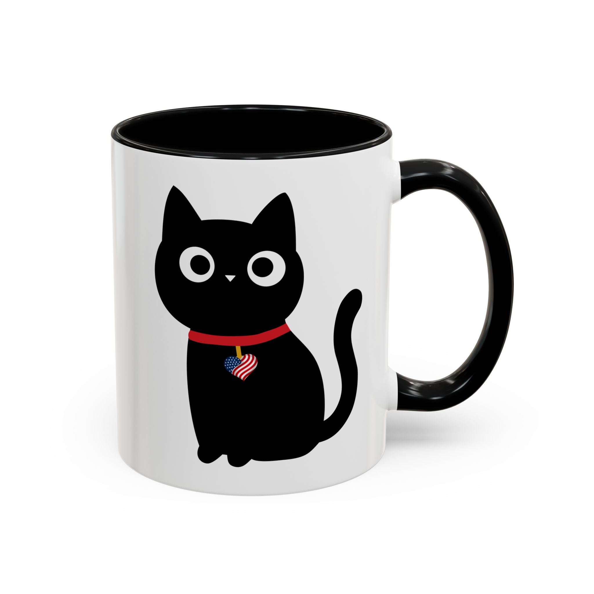 Patriotic Black Cat Accent Coffee Mug (11/15oz)