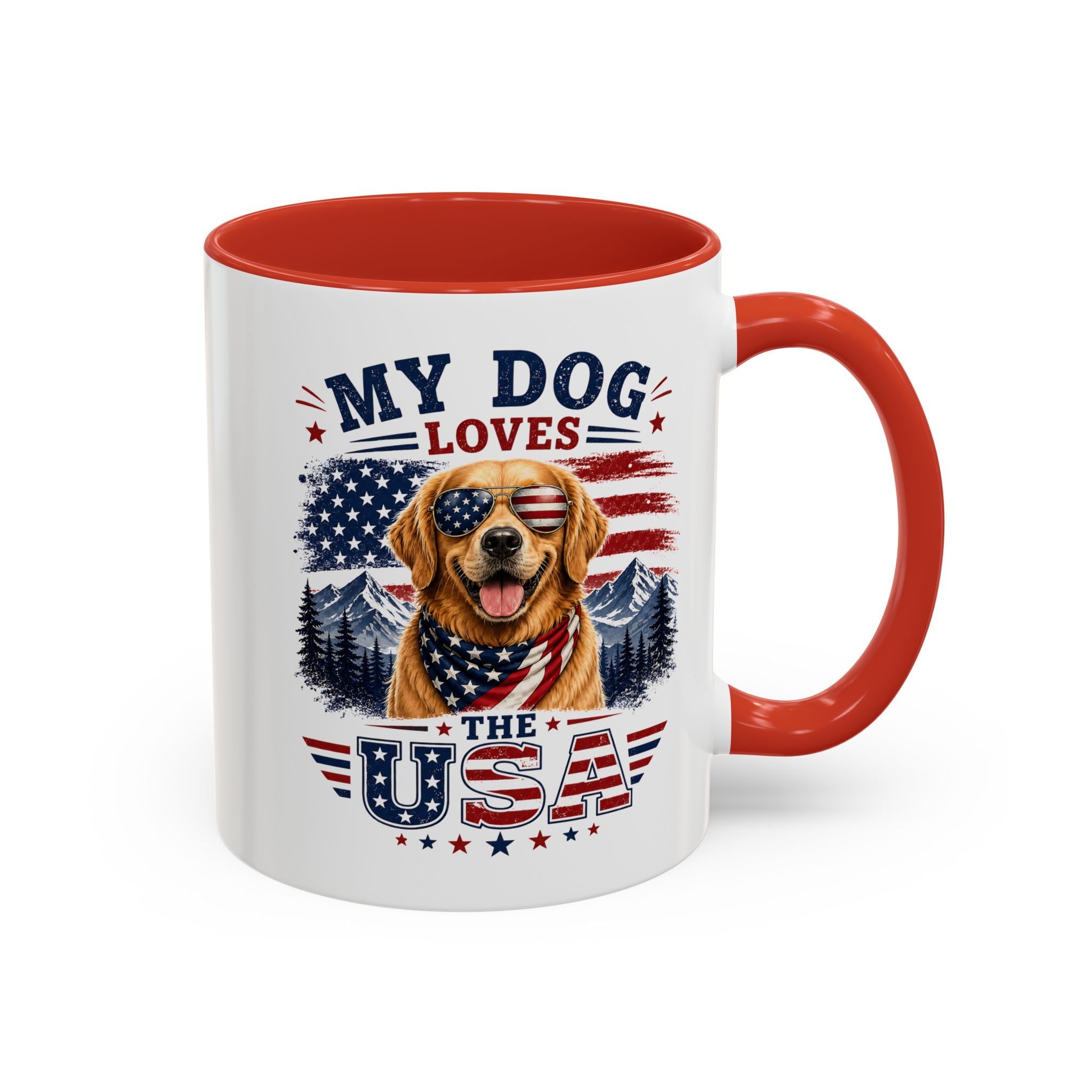 My Dog Loves the USA Accent Coffee Mug — Patriotic Dog Lover Gift