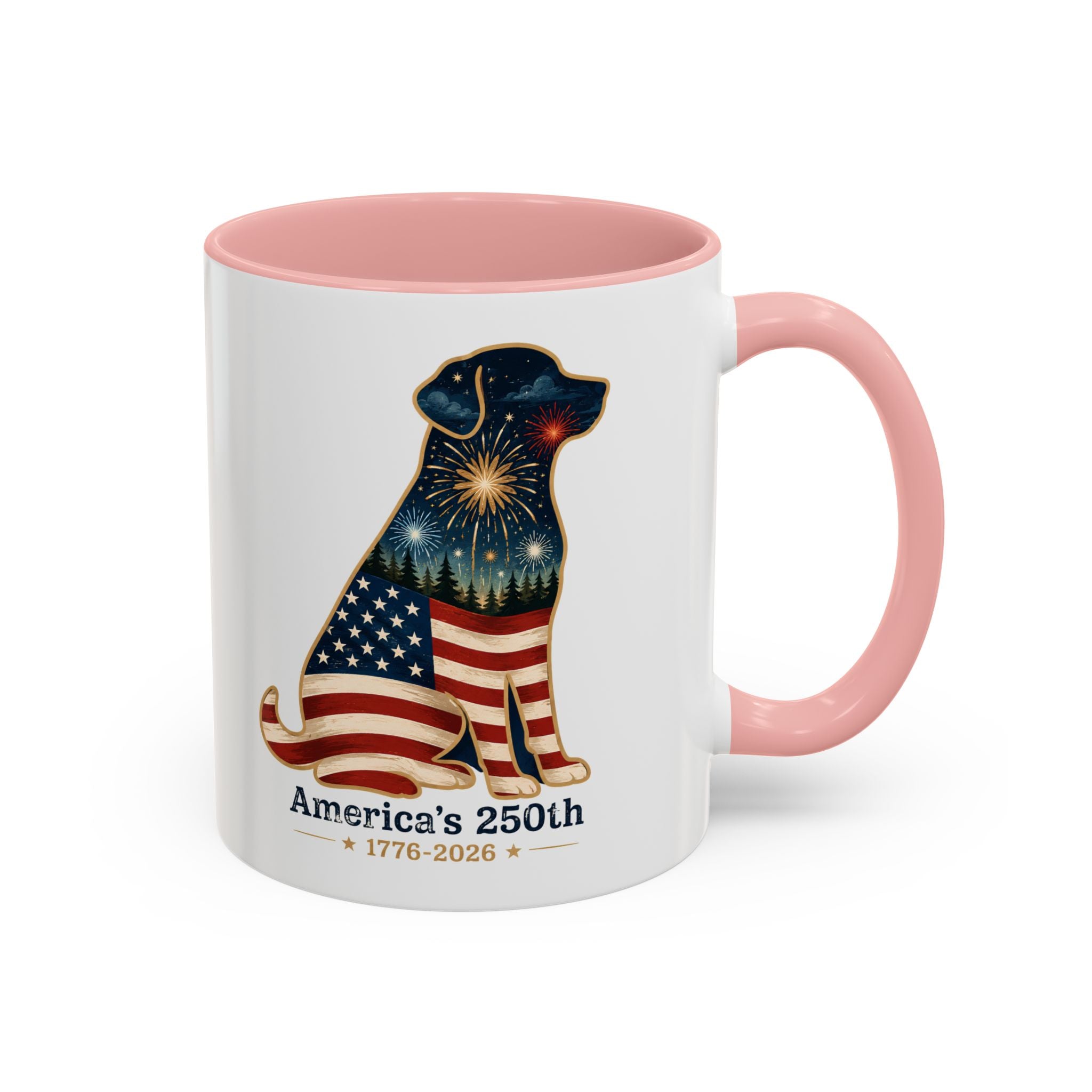 America's 250th Celebration Flag Dog Coffee Mug 11 oz