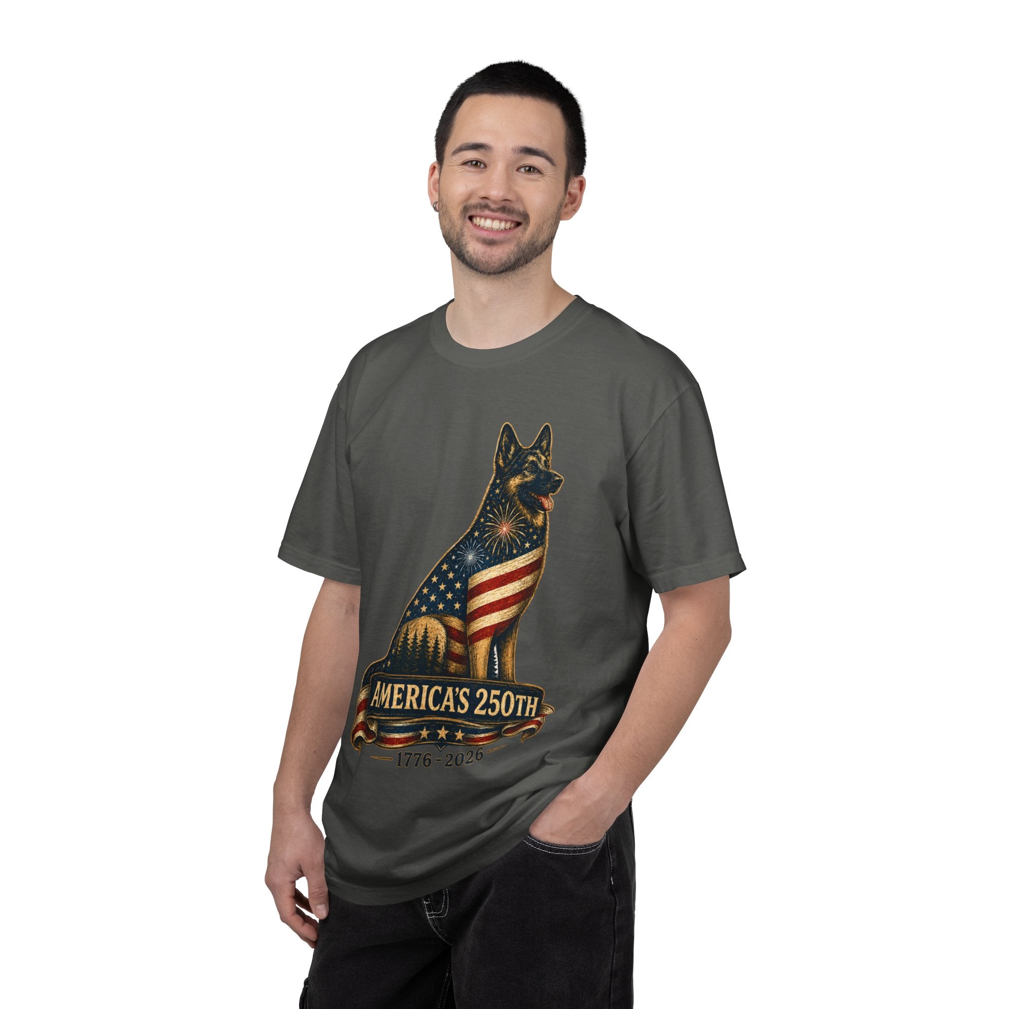 America's 250th German Shepherd T‑Shirt — 1776–2026 Patriotic Dog Tee