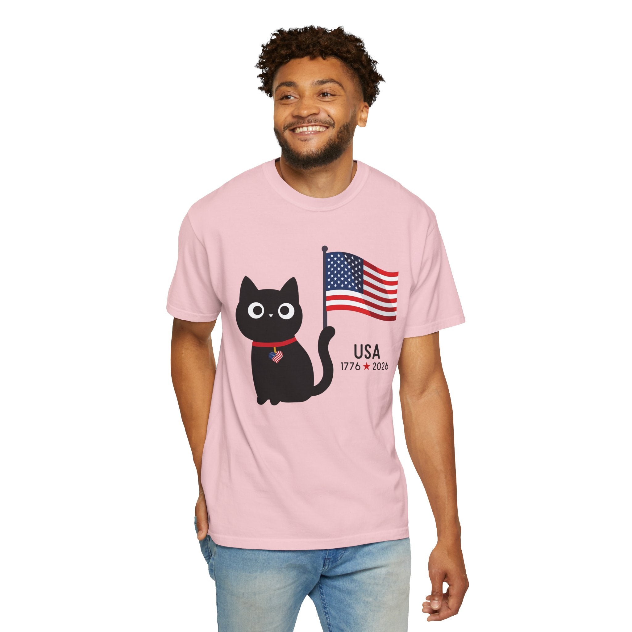 Patriotic Cat USA T-Shirt – 1776 • 2026 Flag Tee