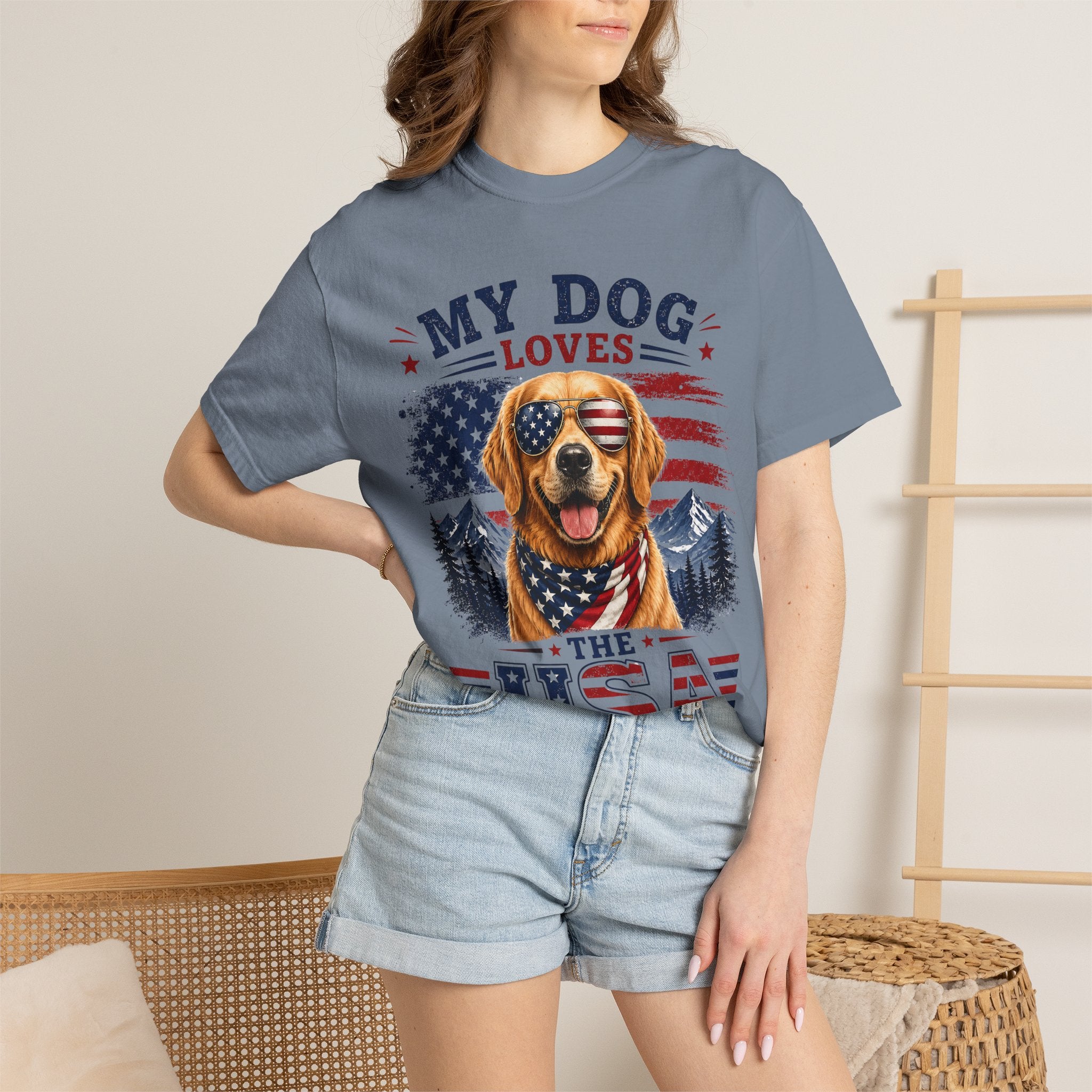 My Dog Loves the USA T-Shirt — Patriotic Golden Retriever Tee