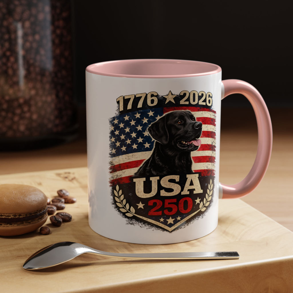 USA 250 Black Lab Coffee Mug — 1776–2026 Patriotic 11/15oz Accent Mug