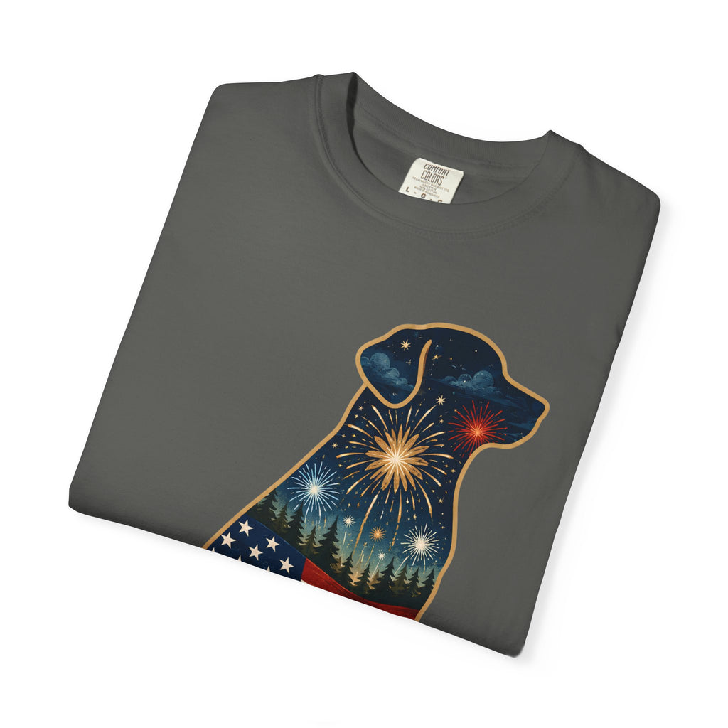 Patriotic Labrador T-Shirt — "America's 250th 1776–2026" Dog Flag Tee