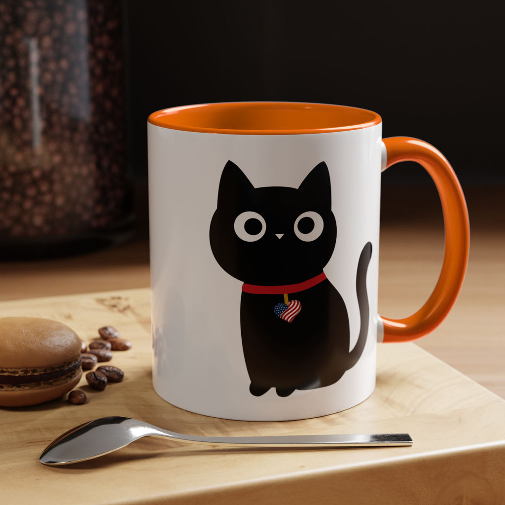 Patriotic Black Cat Accent Coffee Mug (11/15oz)