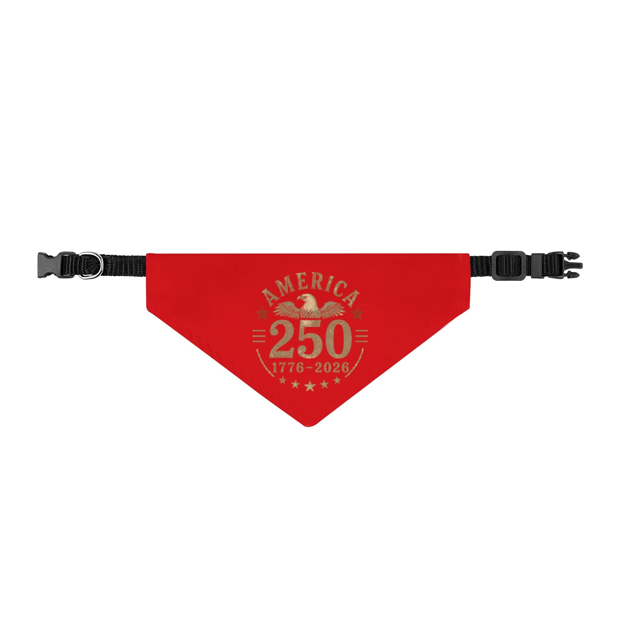 Patriotic Clip-On Pet Bandana – "America 250" Red Collar Accessory