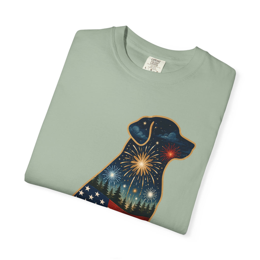 Patriotic Labrador T-Shirt — "America's 250th 1776–2026" Dog Flag Tee