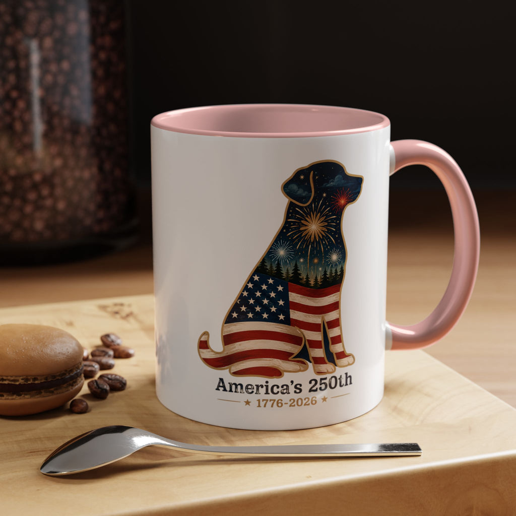 America's 250th Celebration Flag Dog Coffee Mug 11 oz