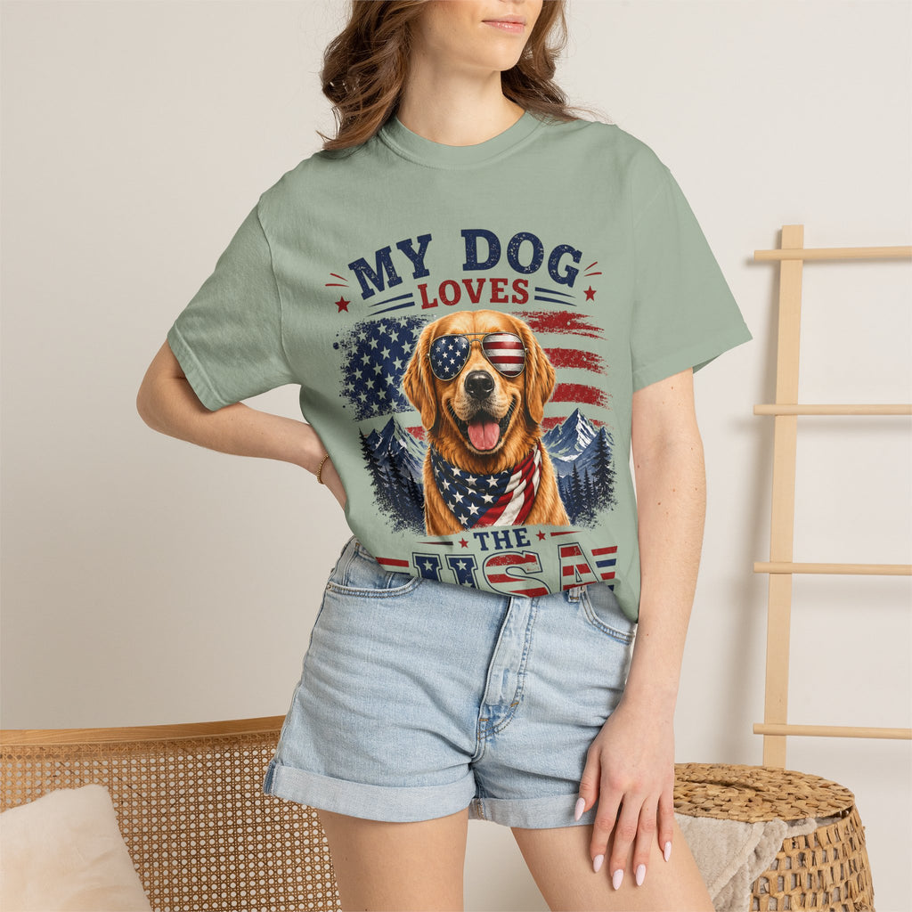 My Dog Loves the USA T-Shirt — Patriotic Golden Retriever Tee