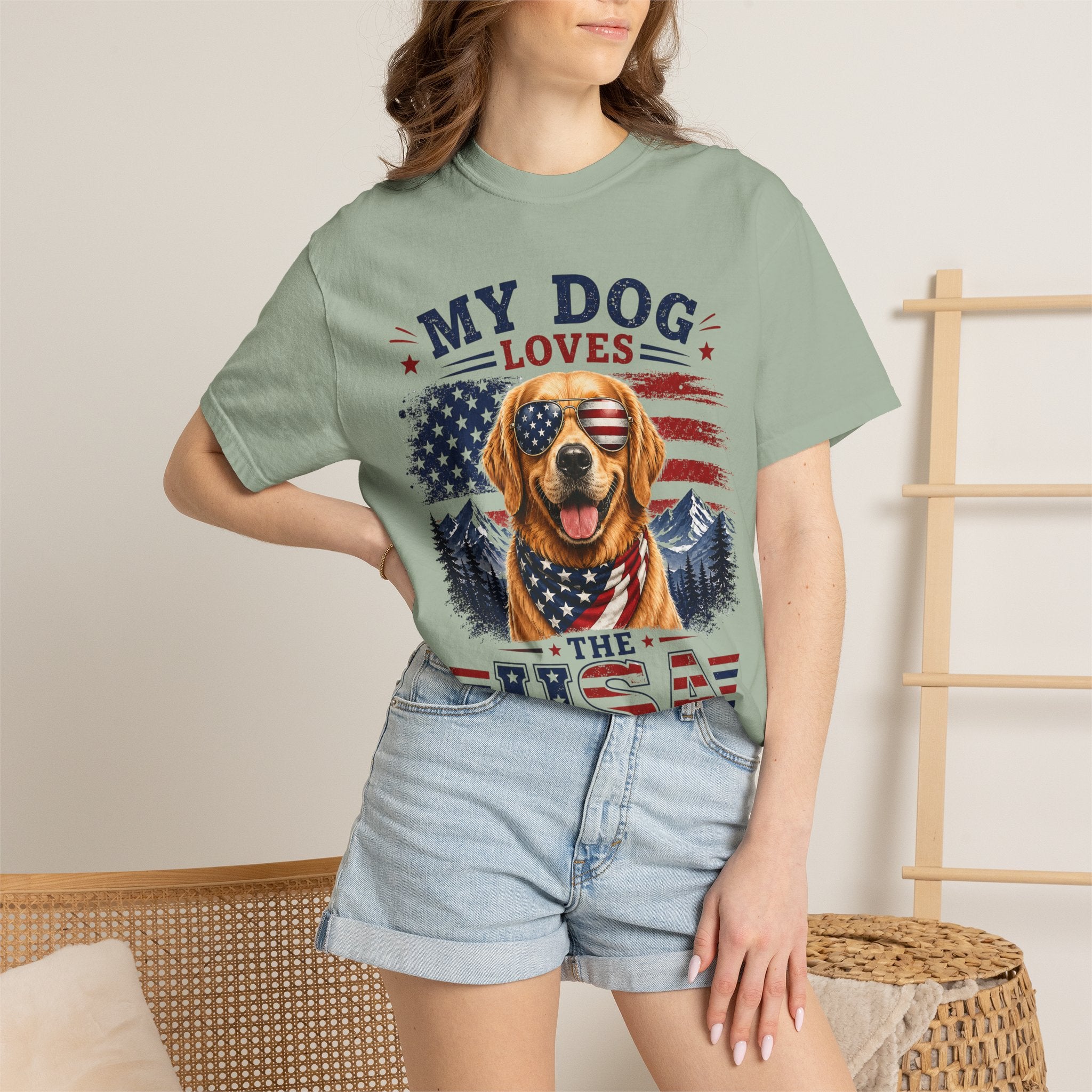 My Dog Loves the USA T-Shirt — Patriotic Golden Retriever Tee