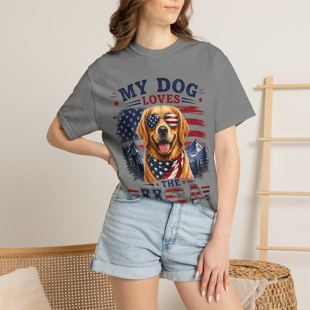 My Dog Loves the USA T-Shirt — Patriotic Golden Retriever Tee