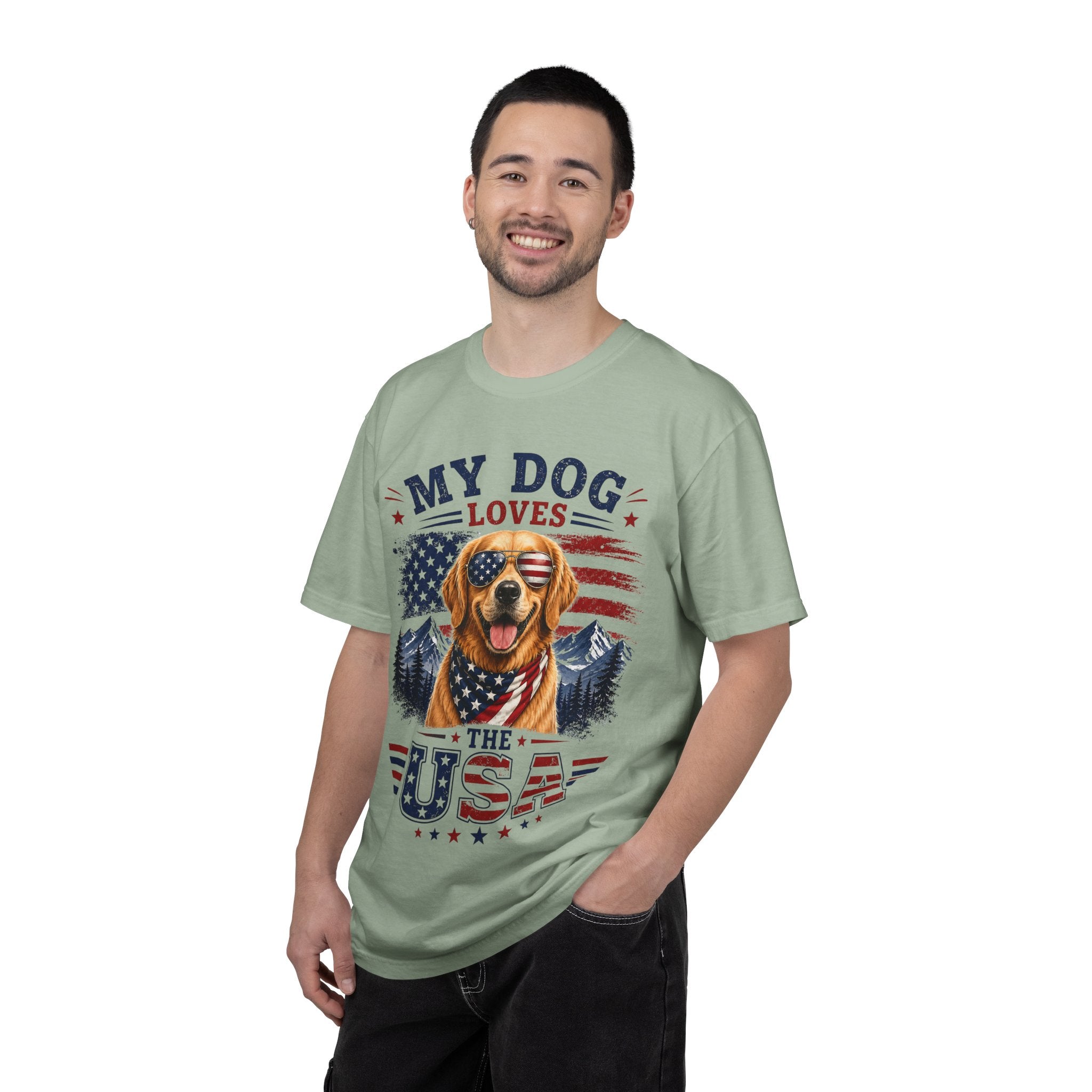 My Dog Loves the USA T-Shirt — Patriotic Golden Retriever Tee