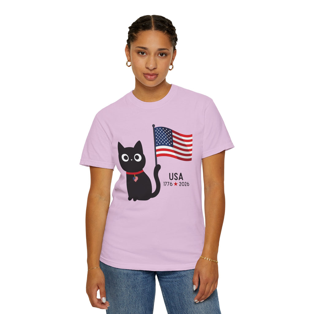 Patriotic Cat USA T-Shirt – 1776 • 2026 Flag Tee