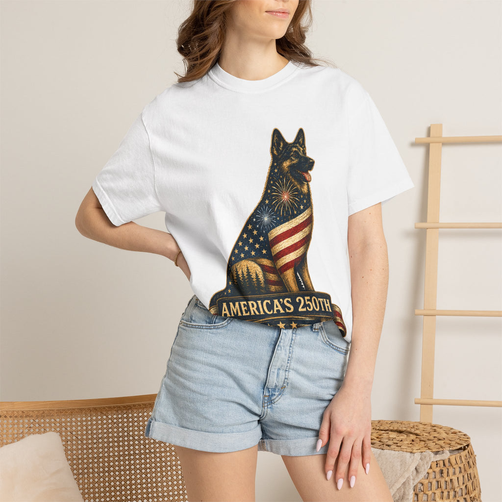 America's 250th German Shepherd T‑Shirt — 1776–2026 Patriotic Dog Tee